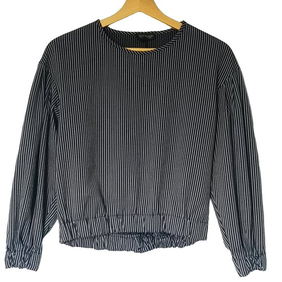 Topshop Navy and White Striped Top Size 4 - Picture 1 of 6